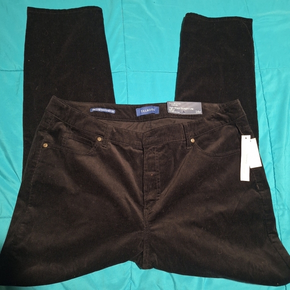 Nwt Talbots Black Corduroy Pants 14W High Waisted Straight Leg - Picture 3 of 6